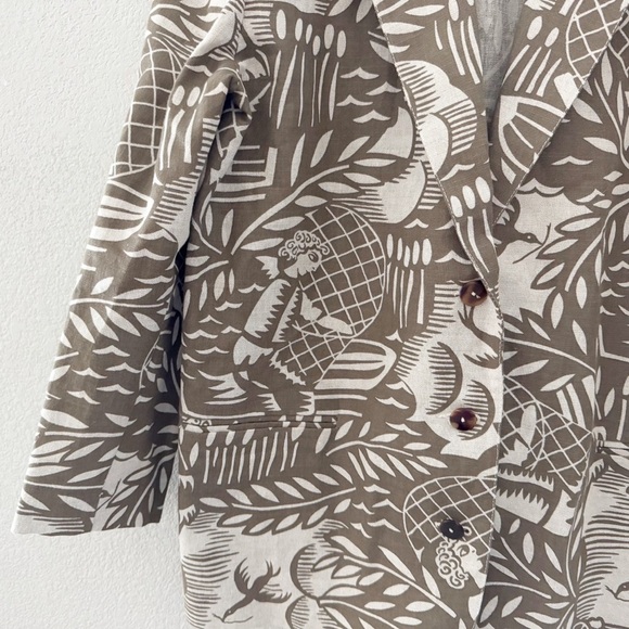 Esprit Linen Blazer Jacket Vintage Italy Fisherman Tropical Safari Green M - Picture 7 of 10